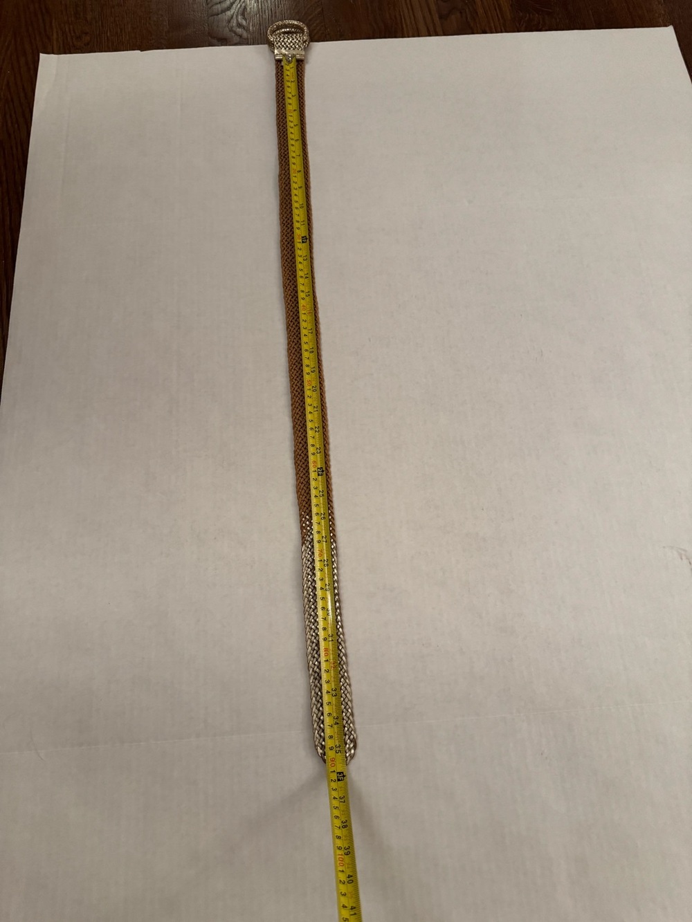 J. Crew Metallic Gold Woven Double-Ring Belt Vintage - Picture 12 of 12
